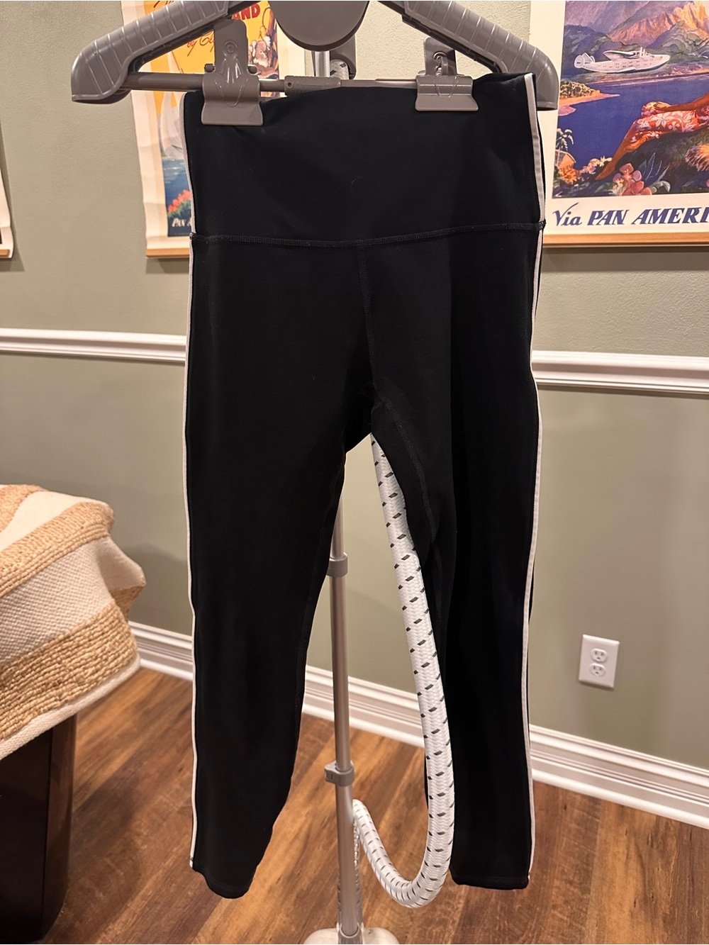 Gilly Hicks Black Leggings with White Side Stripe